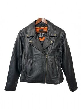 Women’s House of Leather Black Leather Motorcycle Biker Jacket Removable Lining